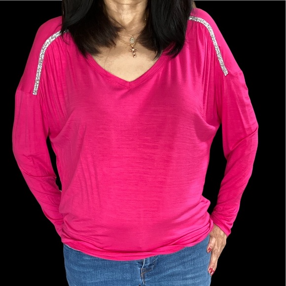 Jennifer Lopez Pink Long Sleeves Top Small/Medium BNWT - Picture 1 of 9